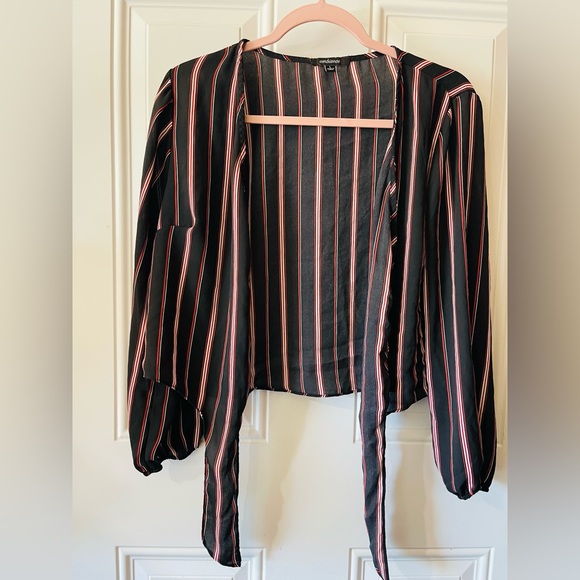 Ambiance Tops - Ambiance Black and Red Striped Top